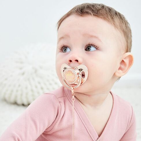 MIYOCAR personalized any name bling gold silver pacifier and clip set 18 colors BPA free safe unique design luxurious dummy ideal gift for baby show new born in Kuwait