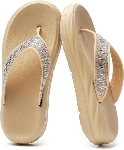 Women’s Flip Flops Arch Support Mid Platform Sandals Wedge Flip Flop Thong Slippers Chunky Slide Sandals in Kuwait