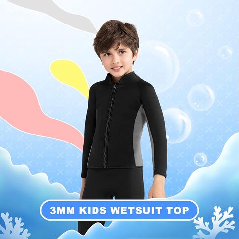 Intboss Wetsuit Top for Kids 3mm Wet Suit Jacket for Girls Keep Warm in Cold Water 3mm Kids Neoprene Jacket Top for Size 6-14 Youth Baby Toddler Girls Swimming Snorkeling Scuba Diving Top Girls in Saudi Arabia