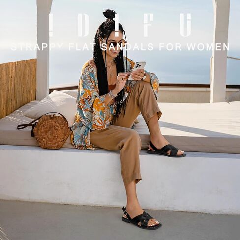 Idifu Strappy Flat Sandals للنساء Square Open Tee Summer Beach Dressy Dress Ladies Mostice Comfy Comfy Trendy Trendy Disual Buckle Slingback مع حزام خلفي in Saudi Arabia