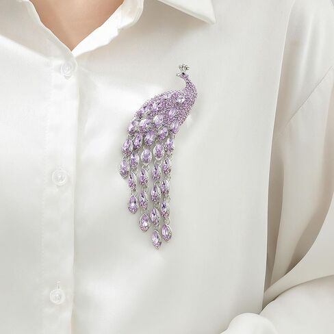 Colorful Rhinestone Peacock Tassel Brooch Pins for Women Fashion in Kuwait