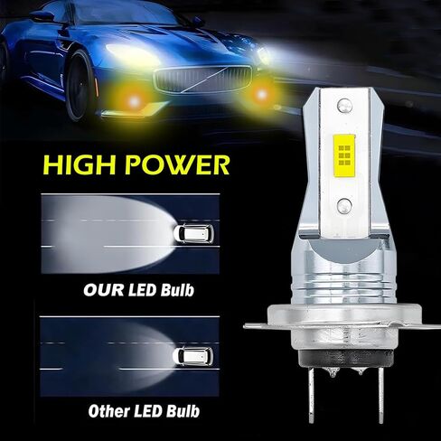 2 PCS H7 LED LED 6000K White Super Super Bright ، اثنين من اللقاح و 360 درجة لمبة الإضاءة الإضاءة ، لا يوجد محول مطلوب لمبة لاستبدال أضواء الضباب الأمامية/الخلفية ، عالمي للسيارات والشاحنات وسيارات الدفع الرباعي (أبيض) in Saudi Arabia