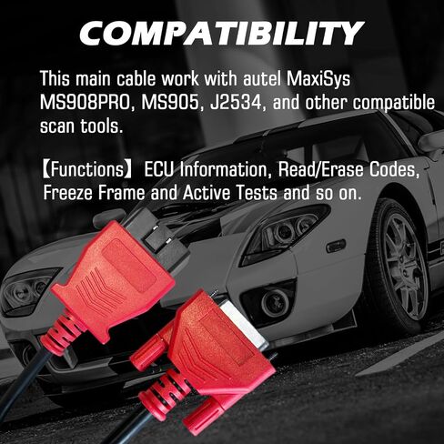 Main Test Cable for Autel, 16 Pin to DB26 Connector OBD2 Diagnostic Test Cable, Work with Scanner for MaxiSys MS908PRO/MS905/J2534 and Other Scan Tool in Kuwait