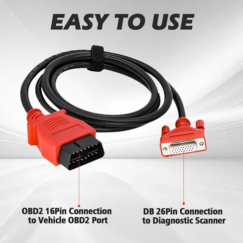 Main Test Cable for Autel, 16 Pin to DB26 Connector OBD2 Diagnostic Test Cable, Work with Scanner for MaxiSys MS908PRO/MS905/J2534 and Other Scan Tool in Kuwait