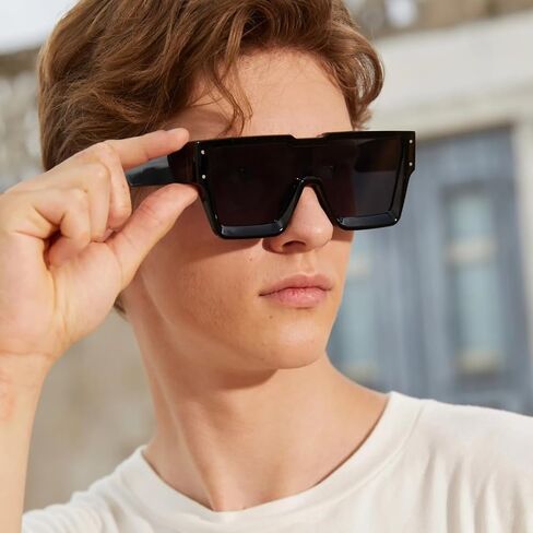 KENBO Oversized Sunglasses for Women Men Trendy Square Sun Glasses One Piece Lens Big Sunglasses in Kuwait