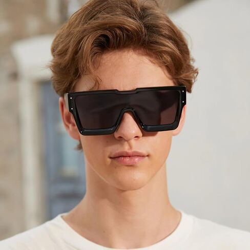 KENBO Oversized Sunglasses for Women Men Trendy Square Sun Glasses One Piece Lens Big Sunglasses in Kuwait