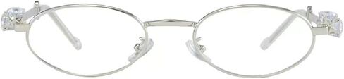 Womens Oval Rhinestone Sunglasses Metal frame Trendy Shades Retro Fashion Diamond Punk Sunglasses UV400 Protection in Saudi Arabia