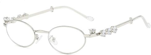 Womens Oval Rhinestone Sunglasses Metal frame Trendy Shades Retro Fashion Diamond Punk Sunglasses UV400 Protection in Saudi Arabia