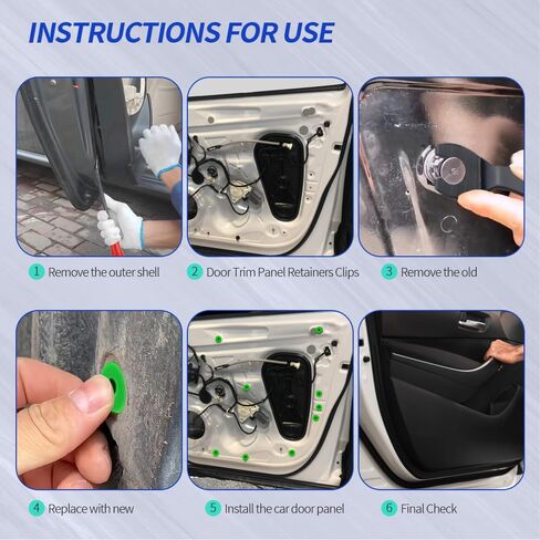 100PCS Door Panel Retainer Clips, Fender Liner Clip, 8mm Retainer Trim Bumper Push Fasteners with Removal Tool, 6503204 Plastic Rivet Clips Compatible with Chrysler Jeep Dodge in Kuwait