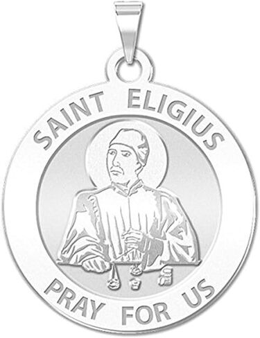 PicturesOnGold.com Saint Eligius Religious Medal - 1 Inch Size of a Quarter -Sterling Silver in Saudi Arabia