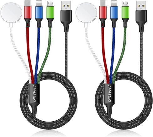 𝐔𝐩𝐠𝐫𝐚𝐝𝐞𝐝 Multi Charging Cable Replacement for Apple Watch/Phone Magnetic iWatch Charger Nylon Braided USB C/Lighting/Micro Port Compatible with iWatch Series 8-1/Phone/Galaxy and Android-4FT in Kuwait