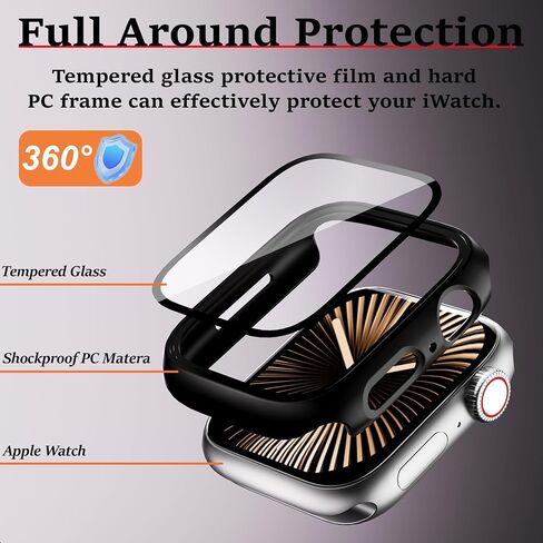 [16 Pack] Hard PC Case with Screen Protector Compatible for Apple Watch Series 4/5/6/SE 44mm, Full Edge All Around Protective Bumper Anti-Scratch Frame Cover for iWatch Smartwatch Accessories in Kuwait