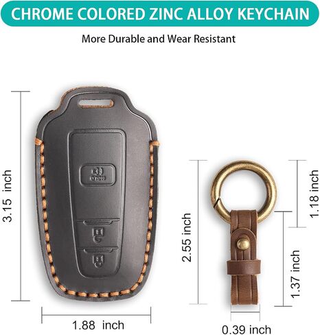 for Toyota Key Fob Cover Genuine Leather Key Case Shell Compatible with 4Runner Highlander Camry RAV4 C-HR (Black, 3 Buttons) in Saudi Arabia