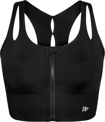 Yvette Sports Bras for Women High Impact Zip Front Sports Bra High Support Large Bust for Workout Running,Blue in Saudi Arabia