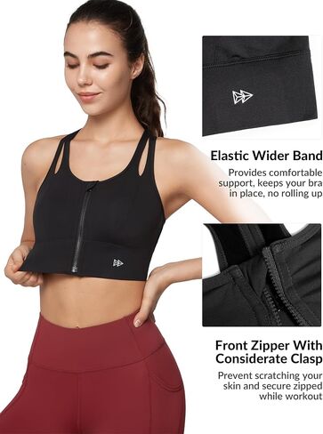 Yvette Sports Bras for Women High Impact Zip Front Sports Bra High Support Large Bust for Workout Running,Blue in Saudi Arabia