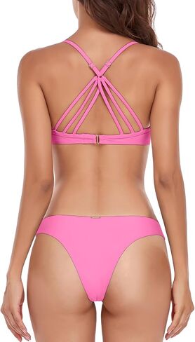 RELLECIGA Women's Push Up Underwire Bikini Set Brazilian Low Rise Bathing Suit in Kuwait