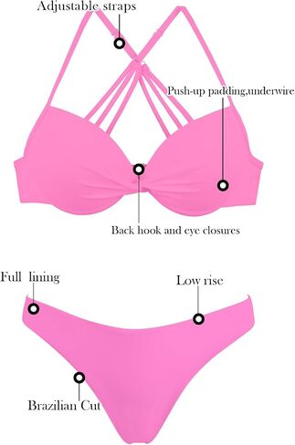 RELLECIGA Women's Push Up Underwire Bikini Set Brazilian Low Rise Bathing Suit in Kuwait