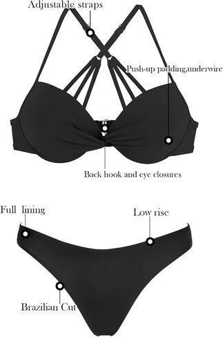 Relleciga Women's Push Up underwire bikini مجموعة البرازيلية انخفاض ارتداء السباحة in Saudi Arabia