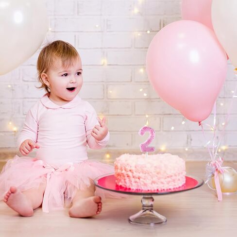 Pink Bow Birthday Candle, Elegant Bow Themed Number Candle Birthday Cake Topper for Women Girls Wedding Parties Baby Shower Anniversary Decorations (Number 2) in Kuwait