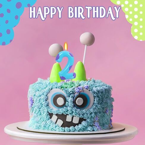 Number 1 Monster Theme Birthday Candles, 1 Candle Birthday Boy Girl Monster Cake Topper for Boys Girls Cartoon Theme Party Decorations in Kuwait