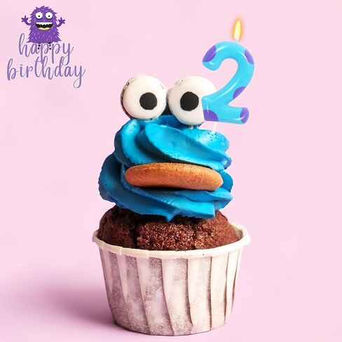 Number 1 Monster Theme Birthday Candles, 1 Candle Birthday Boy Girl Monster Cake Topper for Boys Girls Cartoon Theme Party Decorations in Kuwait