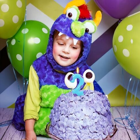 Number 1 Monster Theme Birthday Candles, 1 Candle Birthday Boy Girl Monster Cake Topper for Boys Girls Cartoon Theme Party Decorations in Kuwait