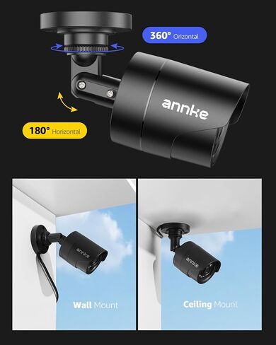 ANNKE 1080p Security Camera 4-in-1 CCTV Bullet Wired Cam, AHD/TVI/CVI/CVBS | Analog Surveillance Video Add-On Black Camera for Outdoor Use, 100ft Clear Night Vision (Power Adapter Not Included) - E200 in Saudi Arabia
