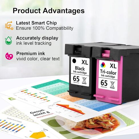 استبدال خرطوشة الحبر الأسود/ثلاثي الألوان المعاد تصنيعها من Aqepbzt لخراطيش الحبر HP Ink 63 63XL باللون الأسود واللون لطابعة HP OfficeJet 3830 4650 5255 Envy 4510 5020 4528 4513 Deskjet 1112 2130 in Kuwait