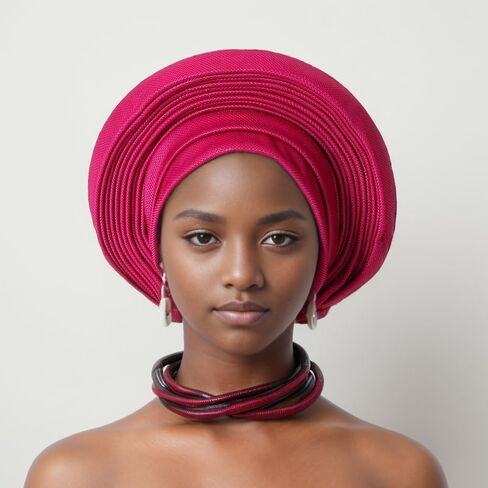 Nigeria Head Ties Wedding Party Headgear Elegant African Headtie Turban Already Made Women's Auto Gele Female Head Wraps (One Size,Orange) in Kuwait