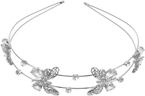 Beaupretty Bride Wedding Headband, Rhinestone Crystal Ornament Butterflies Girls Crown Tiara for Females (Silver) in Saudi Arabia