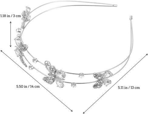 Beaupretty Bride Wedding Headband, Rhinestone Crystal Ornament Butterflies Girls Crown Tiara for Females (Silver) in Saudi Arabia