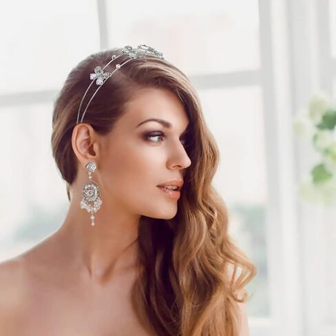 Beaupretty Bride Wedding Headband, Rhinestone Crystal Ornament Butterflies Girls Crown Tiara for Females (Silver) in Saudi Arabia