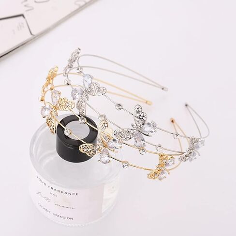 Beaupretty Bride Wedding Headband, Rhinestone Crystal Ornament Butterflies Girls Crown Tiara for Females (Silver) in Saudi Arabia