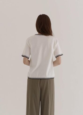 Dokotoo Womens Tops Round Neck Striped Contrast Short Sleeve Lightweight Loose Pullover Sweaters for Women 2025 in Saudi Arabia