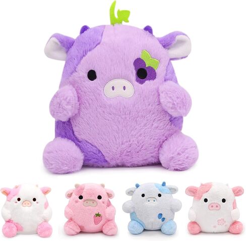 Strawberry Cow Plushie Pillow Cow Stuffed Animal Toys,Cute Strawberry Cow Plush Home Decorations, Soft Stuffed Cows Doll Lovely Gifts for Kids in Saudi Arabia
