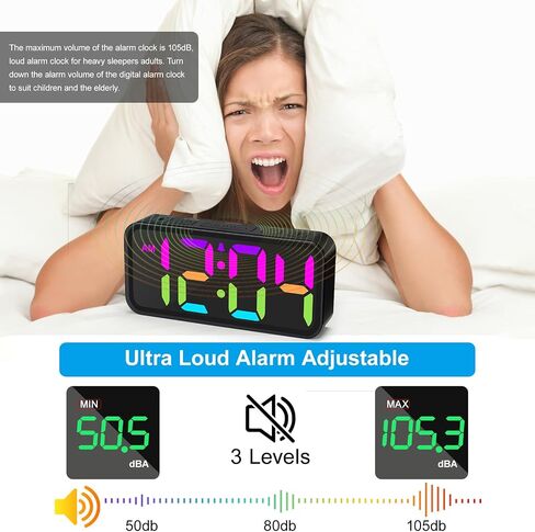 Alarm Clocks for Bedrooms Heavy Sleepers - Snooze for Deep Sleepers Adults Home Office, Digital Alarm Clock with Type-C Charging Port, Large Bold Number Display, Adjustable Alarm Volume and Dimmer in Saudi Arabia