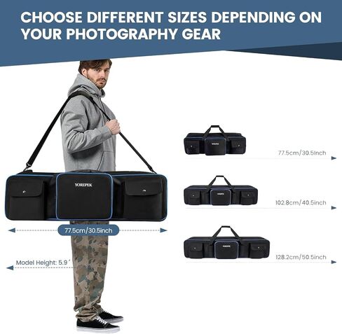 YOREPEK Tripod Carrying Case Bag 50.5", Durable Light Stand Bag with 2 Removable Padding, Photo Studio Equipment Case for Tripods, Monopods, Speaker Stands, Umbrellas, Gear, Mic Stand, Tent Pole in Saudi Arabia