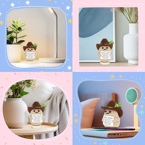 Mini Positive Crochet Potato - Emotional Support Cute Potato Positive Crochet Animals Already Made, Funny Christmas Birthday Gifts for Women, Cool Things, Office Decor in Saudi Arabia