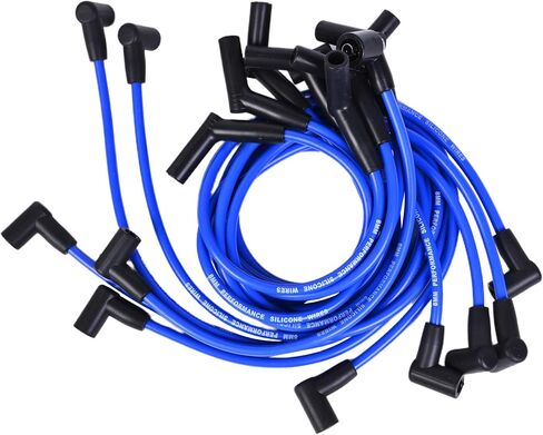 RLP Silicone Spark Clop Wires مجموعة زرقاء مع سلكين لفائف 8.0 مم استبدال لأسلاك SBF Block Ford Valve Cover 221 255 260 289 302 351W Fits Hei Distributor Caps in Kuwait