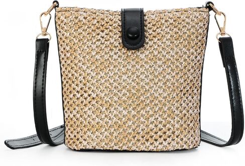 Fecialy Straw Crossbody Bag for Women Handmade Rattan Shoulder Bags Beach Summer Handwoven Straw Clutch Purse in Kuwait