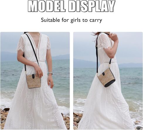 Fecialy Straw Crossbody Bag for Women Handmade Rattan Shoulder Bags Beach Summer Handwoven Straw Clutch Purse in Kuwait