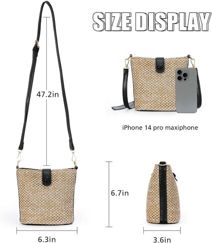 Fecialy Straw Crossbody Bag for Women Handmade Rattan Shoulder Bags Beach Summer Handwoven Straw Clutch Purse in Kuwait