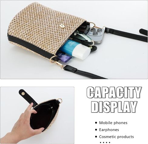 Fecialy Straw Crossbody Bag for Women Handmade Rattan Shoulder Bags Beach Summer Handwoven Straw Clutch Purse in Kuwait