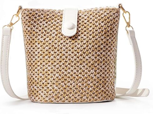 Fecialy Straw Crossbody Bag for Women Handmade Rattan Shoulder Bags Beach Summer Handwoven Straw Clutch Purse in Kuwait