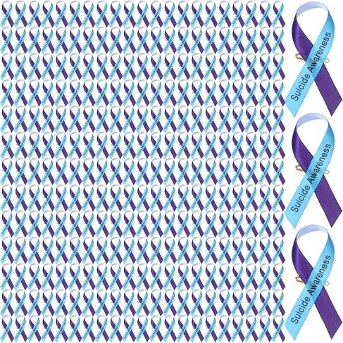 XunYee 500 Set Suicide Prevention Awareness Ribbons Pin Bulk Fabric Grosgrain Ribbon Safety Lapel Semicolon/Suicide Pin for Social Public Event Welfare Charity Supplies in Saudi Arabia