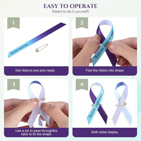 XunYee 500 Set Suicide Prevention Awareness Ribbons Pin Bulk Fabric Grosgrain Ribbon Safety Lapel Semicolon/Suicide Pin for Social Public Event Welfare Charity Supplies in Saudi Arabia
