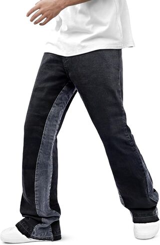 GINGTTO Men's Slim Fit Jeans Flared Stacked Denim Pants Hip Hop Streetwear in Saudi Arabia