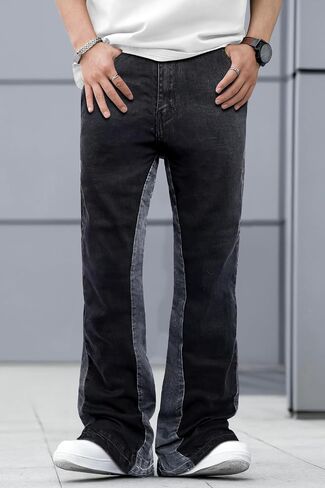 GINGTTO Men's Slim Fit Jeans Flared Stacked Denim Pants Hip Hop Streetwear in Saudi Arabia