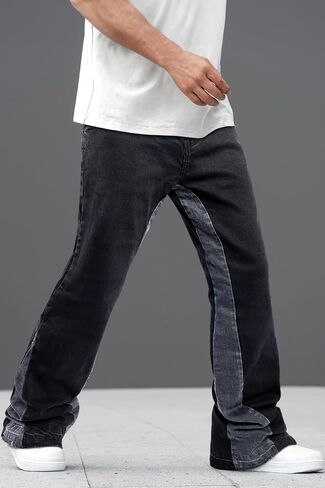GINGTTO Men's Slim Fit Jeans Flared Stacked Denim Pants Hip Hop Streetwear in Saudi Arabia