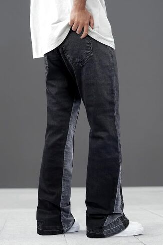 GINGTTO Men's Slim Fit Jeans Flared Stacked Denim Pants Hip Hop Streetwear in Saudi Arabia